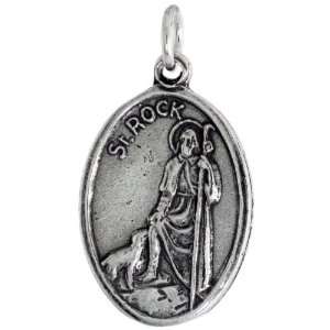  925 Sterling Silver St. Rock (St. Roch) Oval shaped Medal 