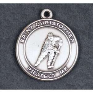 St. Christopher Pewter Round Sports Medal Hockey (Malhame 4910 7)
