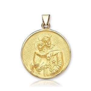   Yellow Gold Carved Small St. Anthony of Padua Medal: Sports & Outdoors