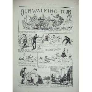  1884 Walking Sketches Country People Dog Railway Train 