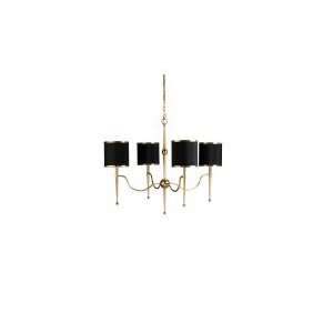   Primo   Four Light Chandelier, Brass/Black Finish with Black Shade