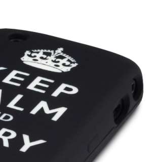 BLACK KEEP CALM & CARRY ON RUBBER CASE COVER FOR BLACKBERRY 8520 