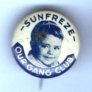 1930s SPANKY pin OUR GANG pinback SUNFREZE button Little Rascals 