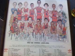 Virginia Cavaliers Poster 1982 1983 Caricature Basketball Team Ralph 