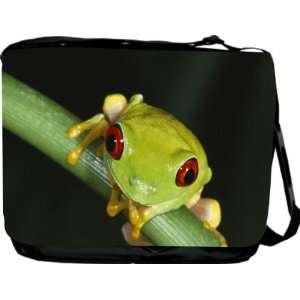  Rikki KnightTM Macro Frog on Branch Messenger Bag   Book 
