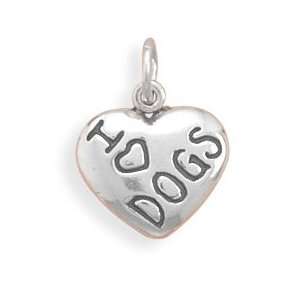  Sterling Silver Charm Pendant Heart I Love Dogs: Jewelry