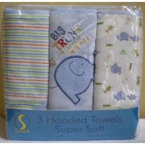  Spasilk 3 Pack Soft Terry Hooded Towel Set   Blue Baby