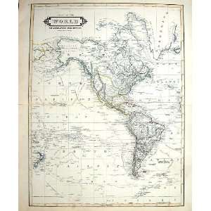  Antique Map Chart World Mercator Preojection North South 