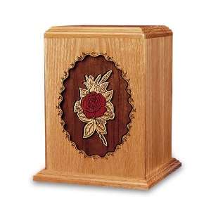  Rose Dimensional Wood Cremation Urn   Engravable