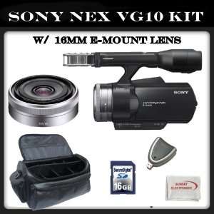 Camera Camcorder with Sony E Mount SEL16F28 16mm f/2.8 Wide Angle Lens 