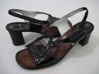 BRUNO MAGLI Black Patent Leather Sandals Heels Sz 8  