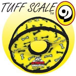  Tuffys Ultimate 4 Way Ring Plush Dog Toy Yellow Bone 