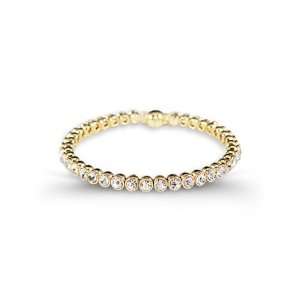  Polished Solid Round White CZ Gold Tone Bangle Bracelet Jewelry