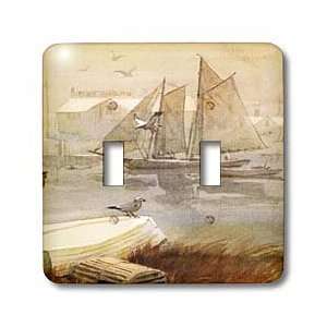 Florene Boats   Boats and Birds In Soft Muted Color   Light Switch 