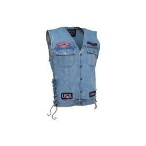    Weight Denim Motorcycle Vest with Patches   Large