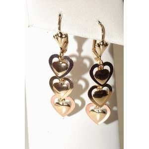  New Fashion 14k Gf Ladies Hanging Three Heart Earring 