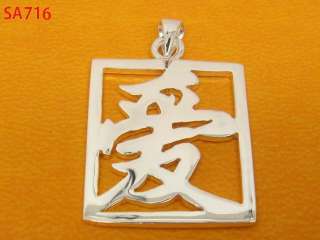 925 STERLING SILVER CHARM CHINESE CHARACTER BEADS PENDANTS FIT 