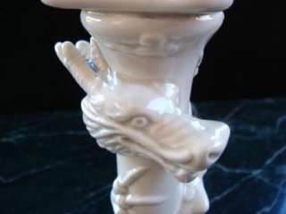 Fitz & Floyd Chinese Dragon Art Pottery Candlestick  