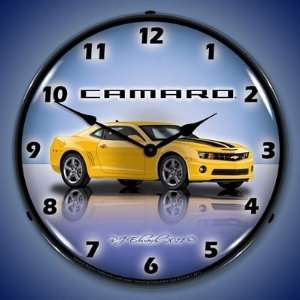  Camaro G5 Rally Yellow Lighted Wall Clock: Home & Kitchen