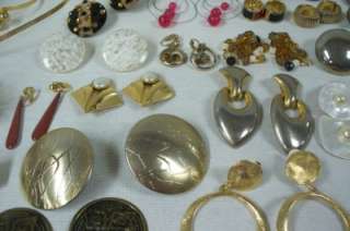   Lot Of Vintage Costume Jewelry Clip On Earrings Chokers & Pin  