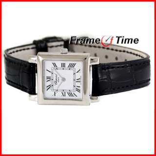 Chopard Vintage Ladies 18K White Gold Black Strap Watch  