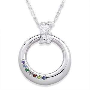   Silver Birthstone O Pendant with Cubic Zirconia CZ Accent Jewelry
