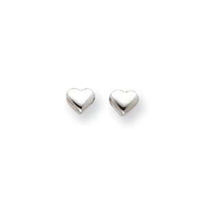  14k White Gold Small Puffed Heart Earrings: Jewelry
