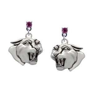   Panther   Mascot Hot Pink Swarovski Post Charm Earrings [Jewelry