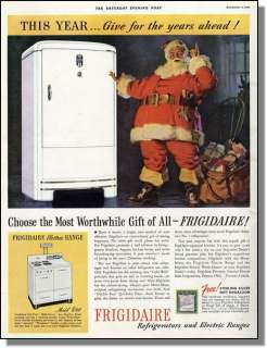   Santa Clause & toy sack   Frigidaire refrigerator Christmas ad  