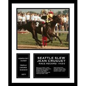  Jean Cruguet Seattle Slew Horse Racing Framed Photograph 
