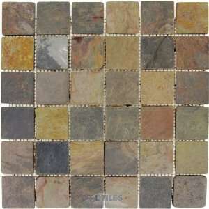  Modern mosaics   2 x 2 tumbled slate mosaic sheet in 