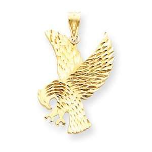  14k Gold Satin Diamond cut Eagles Prayer Pendant: Jewelry
