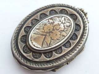   Antique Sterling Silver Photo Locket Pendant Charm 12g  