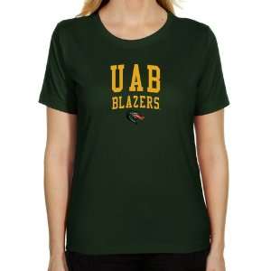  UAB Blazers Ladies Team Arch Classic Fit T Shirt   Green 