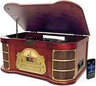 New Pyle PTCDS1U Wood Turntable Radio CD Cassette Record Player + USB 