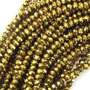  3x4mm faceted crystal rondelle beads 12 gold: Home 