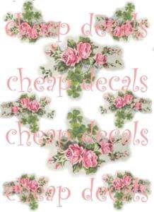 Shabby Cottage Rose~Shamrock Decals, Clings or Stickers  