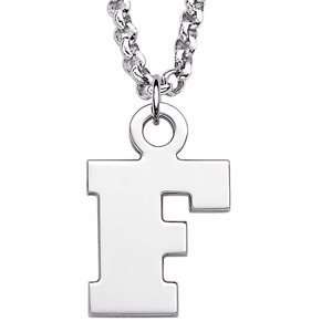   Sterling Silver Block Initial Pendant   Personalized Jewelry: Jewelry