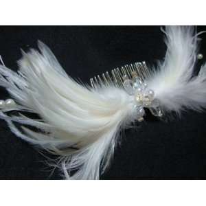  Bridal Ivory Feather Comb Beauty