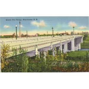   Postcard Queen City Bridge Manchester New Hampshire 
