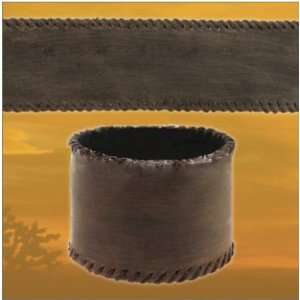  Brown Leather Wrist Band with Side Stiching   Adjustable 