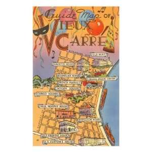  Map of Vieux Carre, New Orleans, Louisiana Giclee Poster 