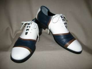 COMME DES GARCONS White Patent Navy & Brown Oxford Shoes Sz 7 US 
