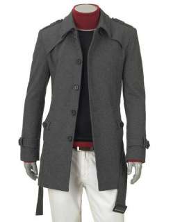 New Mens Slim fit Stylish Wool Trench Coat Jacket  