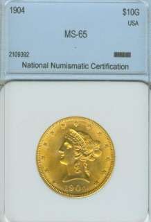 1904  $10.00 Liberty Head Eagle  Ten Dollar Coronet Gold Coin 