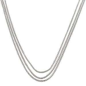   925 Sterling Silver Triple Strand Coreana Chain (24 inch): Jewelry