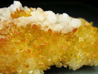 yellow coated quartz cluster with hydronzincite  