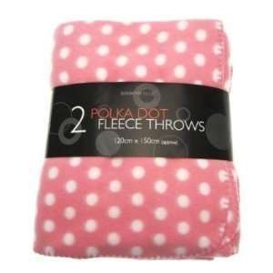  2 PACK Blanket Fleece Cot / Cot Bed Polka Dot PINK 