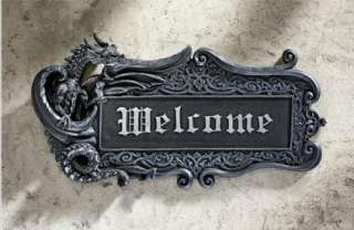 Gothic Dragon Welcome Home Garden Wall Plaque Medieval  