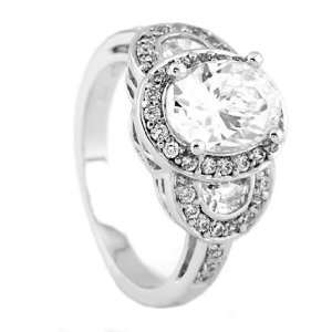   Cttw Past Present Future Style Oval Shape Engagement Ring: Jewelry